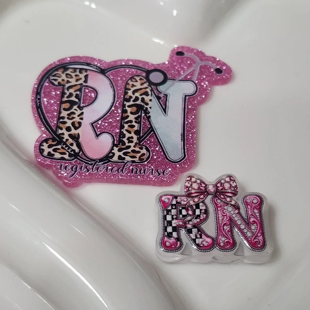 RN Flatback Focal Bead Nurse  Badge Keychain Jewelry Making Craft Flats Acrylic